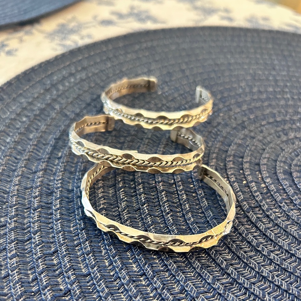 THREE Navajo Native American Cuff Bracelets - Picture 9 of 13